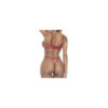 Ensemble lingerie sexy trois pièces chair et rouge 